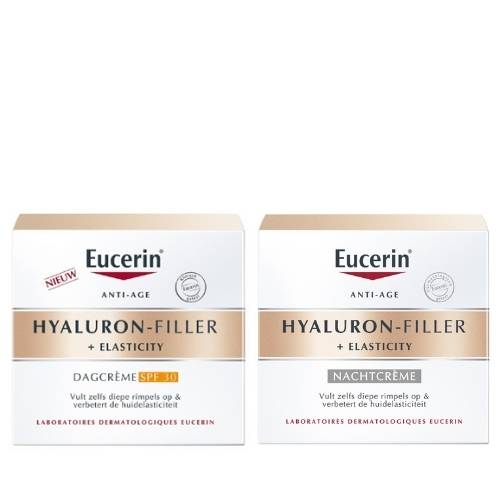 Eucerin Hyaluron Filler Elasticity Dagcreme SPF30 50ml en Elasticity+Filler Nachtcreme 50ml